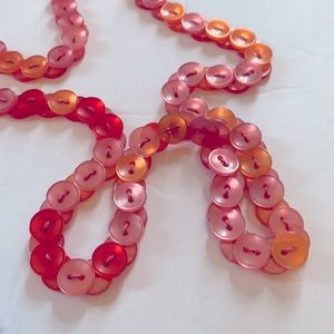 Handmade Sewn Handcrafted Jewelry Orange Button Buttons Craft Long Necklace Pink